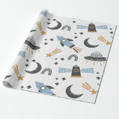 Schiff Zum Mond Geschenkpapier (Ungerollt)
