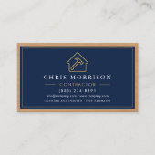 Schiffbau Navy Blau Gold Holz QR Code Visitenkarte (Vorderseite)