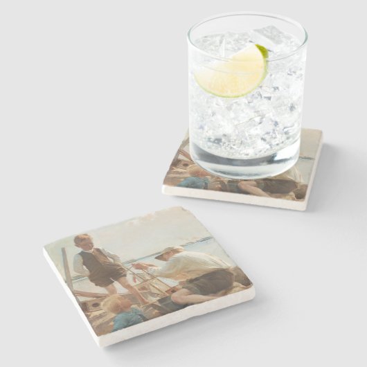 Schiffbauer (von Albert Edelfelt) Steinuntersetzer (Seitenansicht)