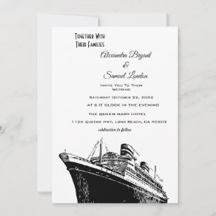Schiffbord-Hochzeit im maritimen Stil Einladung