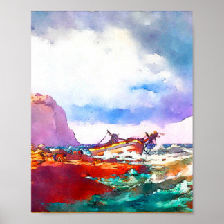 Schiffbruch an der Küste Norwegens Poster