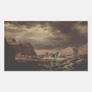 Schiffbruch an der norwegischen Küste von Johan Da Rechteckiger Aufkleber