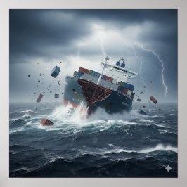 Schiffbruch in einem Sturm Poster