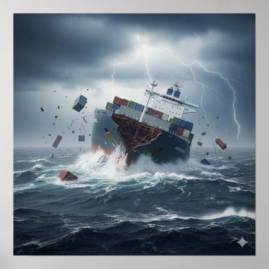 Schiffbruch in einem Sturm Poster (Vorne)