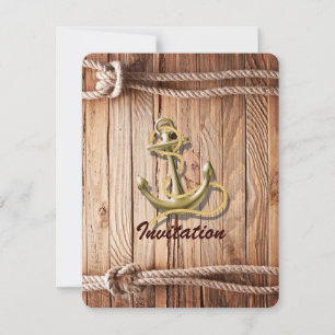 Schiffdock Holz Strand Anker nautische Hochzeit Einladung