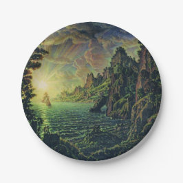 Schiffe: Abend Sun (von Konstantin Bogaevsky) Pappteller