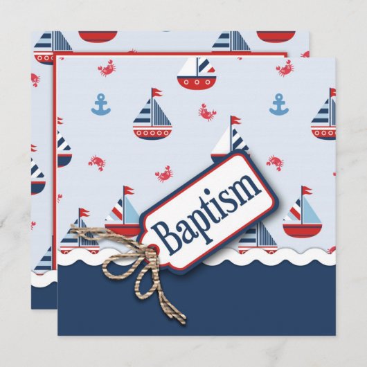 Schiffe ahoi! Taufe Square_Zip Code2 Einladung (Vorne/Hinten)