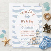 Schiffe Ahoy, es ist ein Junge - Baby Shower Einla