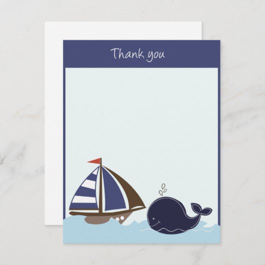 Schiffe Ahoy Mate Navy 4x5 Flat Danke, dass Sie zu Mitteilungskarte (Vorne/Hinten)