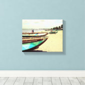 Schiffe am Tropical Beach Leinwanddruck (Insitu (Holzboden))