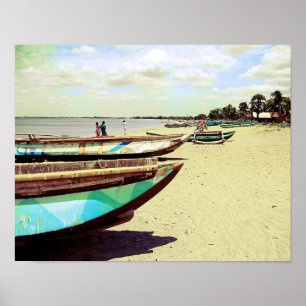 Schiffe am Tropical Beach Poster