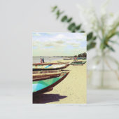 Schiffe am Tropical Beach Postkarte (Stehend Vorderseite)