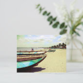 Schiffe am Tropical Beach Postkarte (Stehend Vorderseite)
