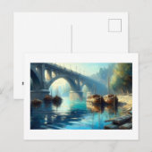 Schiffe auf dem Fluss, Postkarte (Vorne/Hinten)