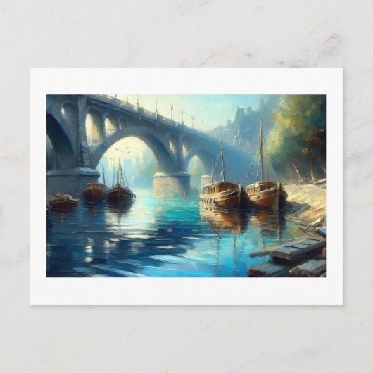 Schiffe auf dem Fluss, Postkarte (Vorderseite)
