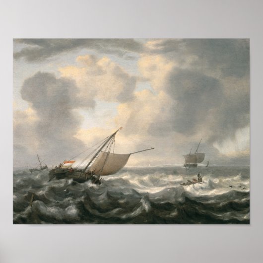 Schiffe auf dem Mohnmeer Poster (Vorne)