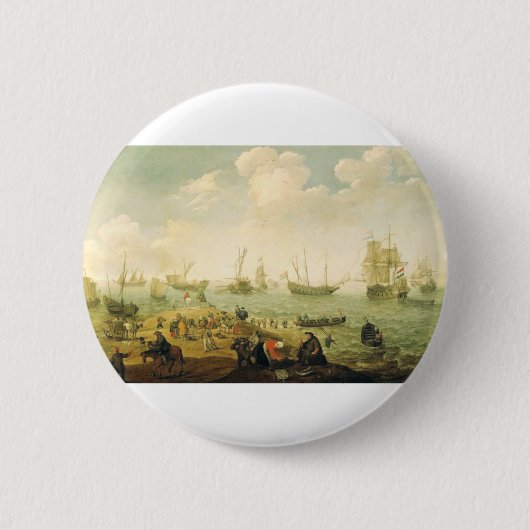 Schiffe auf einer niederländischen Straße Button (Vorderseite)