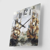 Schiffe auf See 1632 Quadratische Wanduhr (Winkel)