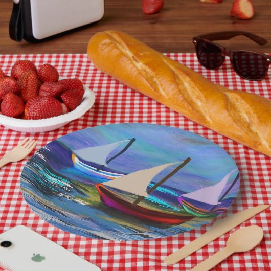 Schiffe auf See Pappteller (Picknick)