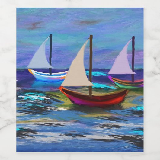 Schiffe auf See Weinetikett (Einzelnes Label)