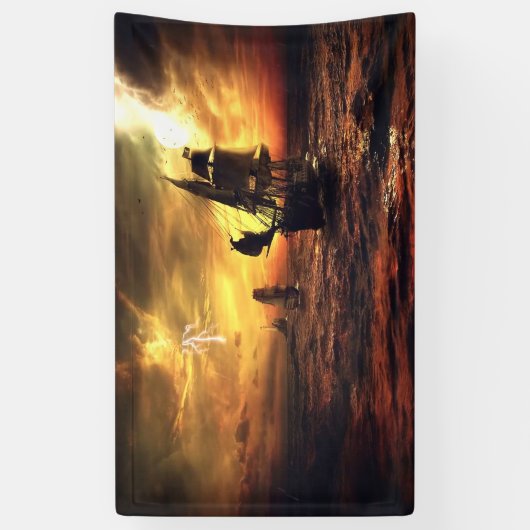 Schiffe auf stürmischem Meer Banner (Vertikal)