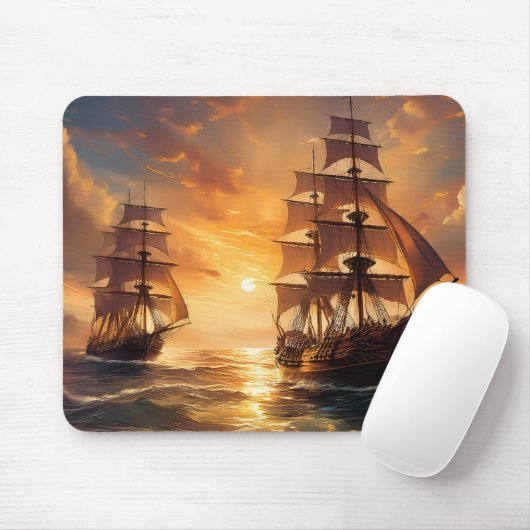 Schiffe bei Sunset Mousepad (Mit Mouse)