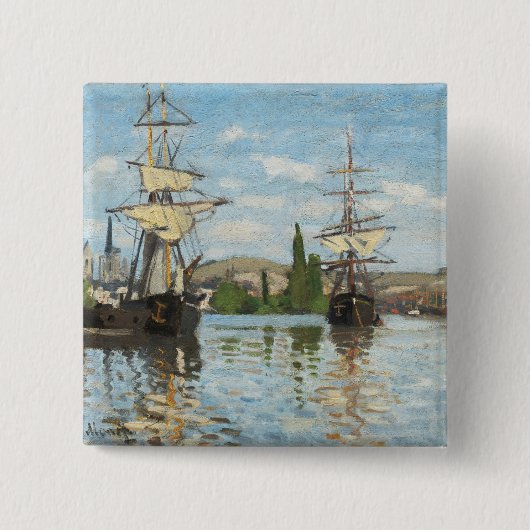 Schiffe Claude Monets |, die auf die Seine in Button (Vorderseite)