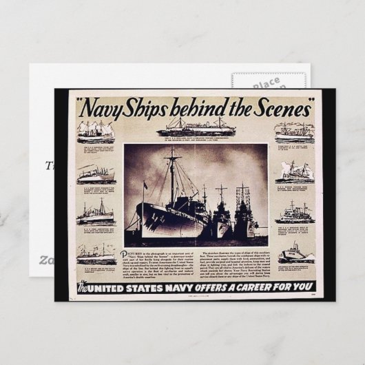 Schiffe der Marine hinter den Kulissen Postkarte (Vorne/Hinten)