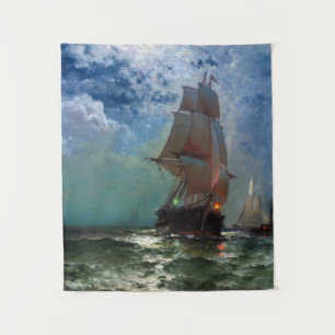 Schiffe fahren bei Nacht von Edward Moran Wandteppich