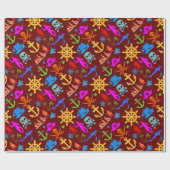 Schiffe, Fische, Piraten. Farbenfrohe Schönheitsmu Geschenkpapier (Flach)