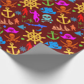 Schiffe, Fische, Piraten. Farbenfrohe Schönheitsmu Geschenkpapier (Ecke)