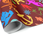 Schiffe, Fische, Piraten. Farbenfrohe Schönheitsmu Geschenkpapier (Rolleneckpunkt)