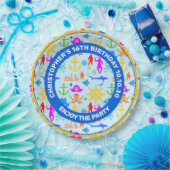 Schiffe, Fische, Piraten. Farbenfrohe Schönheitsmu Pappteller (Party)