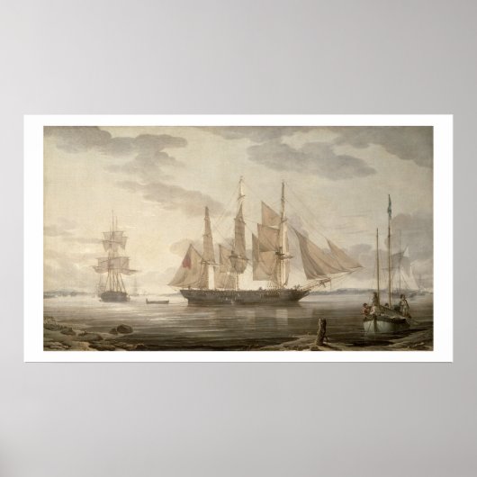 Schiffe im Hafen, 1805 (Öl auf Leinwand) Poster (Vorne)