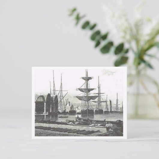 Schiffe im Hafen Postkarte (Stehend Vorderseite)