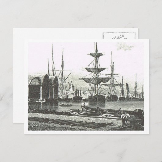 Schiffe im Hafen Postkarte (Vorne/Hinten)