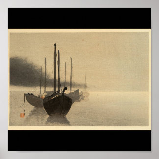Schiffe im Mist von Seitei Watanabe 1851-1918 Poster