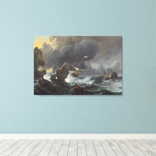 Schiffe in der Bedrängnis vor einer felsigen Küste Leinwanddruck (Insitu (Holzboden))