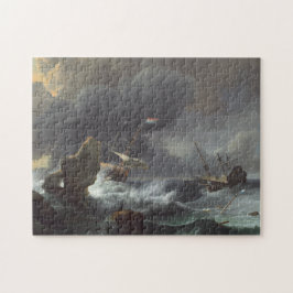 Schiffe in der Bedrängnis vor einer felsigen Küste Puzzle