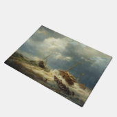 Schiffe in einem Sturm an der niederländischen Küs Fußmatte (Schrägansicht)