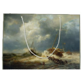 Schiffe in einem Sturm an der niederländischen Küs Große Geschenktüte (Rückseite)