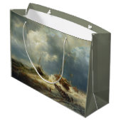 Schiffe in einem Sturm an der niederländischen Küs Große Geschenktüte (Rückseite Schrägansicht)