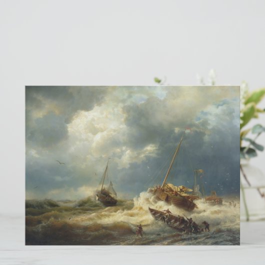 Schiffe in einem Sturm an der niederländischen Küs Karte (Stehend Vorderseite)