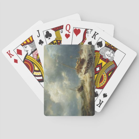 Schiffe in einem Sturm an der niederländischen Küs Spielkarten (Rückseite)