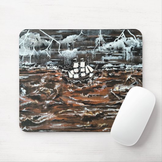 Schiffe in einem Sturm Gemälde von Alfred Fox Mousepad (Mit Mouse)