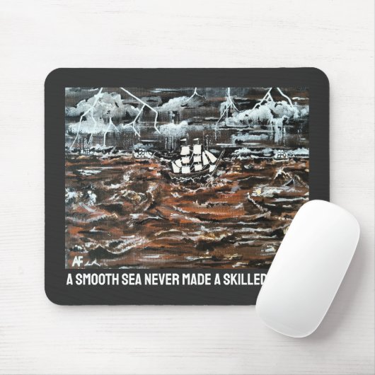 Schiffe in einem Sturm Gemälde von Alfred Fox Mousepad (Mit Mouse)