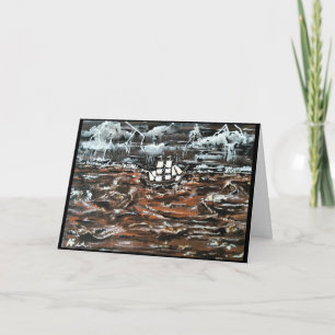 Schiffe in einem Sturmgemälde von Alfred Fox Karte