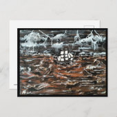 Schiffe in einem Sturmgemälde von Alfred Fox Postkarte (Vorne/Hinten)