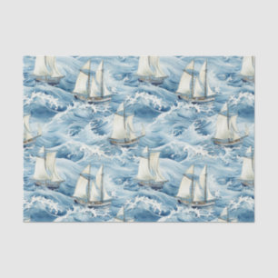 Schiffe in Hochwellen-Decoupage Seidenpapier
