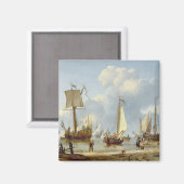 Schiffe in kaltem Wasser mit Figuren an der Küste Magnet (Vorderseite/Rückseite)